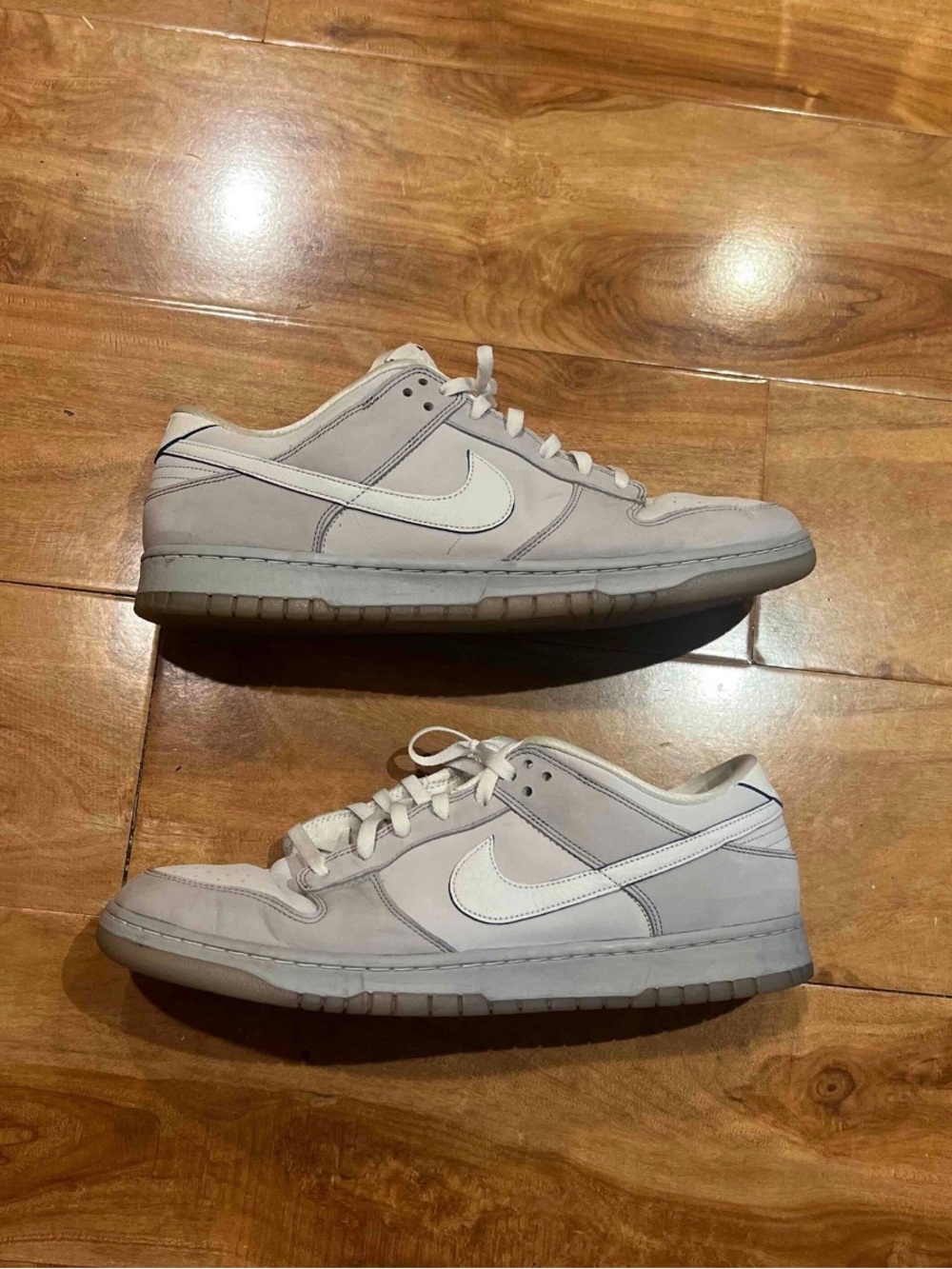 Nike Men's Dunk Low “Wolf Grey Pure Platinum” Sneakers in Light Gray and White